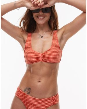 Rhythm Lola Check Crop Bikini Top - Orange