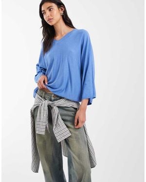 ASOS Knitted Jumper With V Neck - Blue