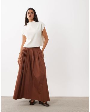 ASOS Elasticated Waist Volume Maxi Skirt - White