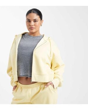 ASOS Asos Design Curve Cropped Zip Through Brushback Hoodie - Yellow