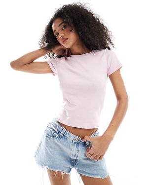 Hollister Camiseta De Manga Corta De Canalé De - Blanco