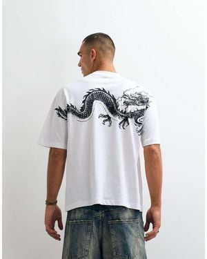 ASOS Camiseta Extragrande Con Gráfico De Dragón En - Blanco
