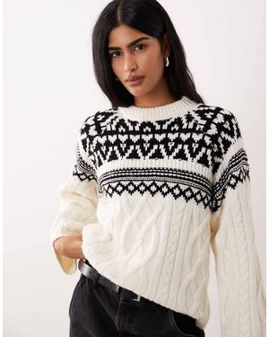 Gina Tricot Jacquard Knitted Jumper - Natural