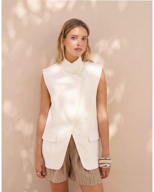 ASOS Wrap Front Sleeveless Blazer - White