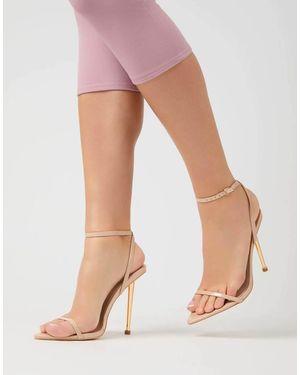 Public Desire Legacy Barely There Pointed Toe Stiletto Heels - Pink