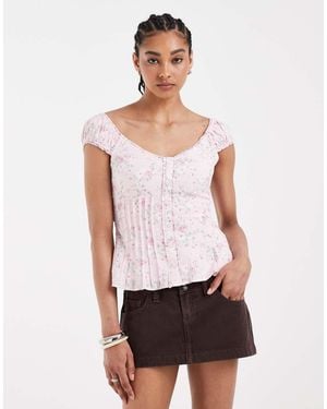 Hollister Button Front Scoop Neck Corset Top - White