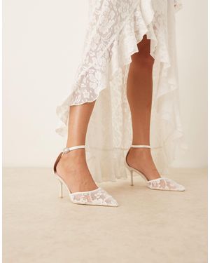 Be Mine Wide Fit Bridal Vennie Kitten Heeled Shoes - Natural