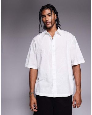 River Island Embroidered Oversized Shirt - White