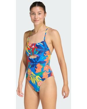 adidas Originals Mexicana Florals Tie-Back Swimsuit - Blue