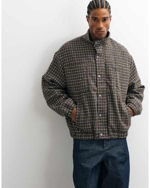 Liquor N Poker Oversized Boxy Funnel Neck Jacket - Brown