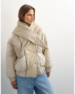 TOPSHOP Color Block Patch Liner With Scarf - Natural