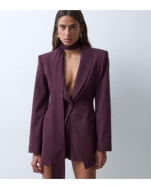 ASOS Asos X The Sourced Collection Relaxed Blazer With Scarf - Purple
