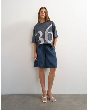 TOPSHOP Longline Satin Short - Blue