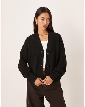 Vila – strickjacke aus grobstrick - Schwarz