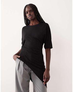 Gina Tricot Short Sleeve Asymmetric Top - Black