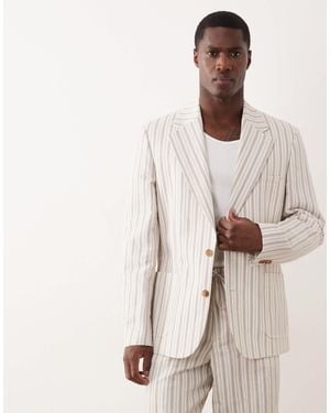 ASOS Slim Linen Blend Suit Jacket - Natural