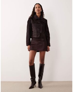 Mango 100% Leather Mini Skirt - Red