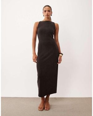 ASOS Zachte Corduroy Jurk Met Boothals - Naturel