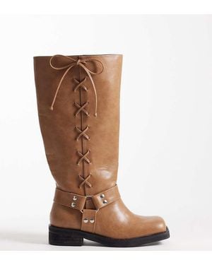 Public Desire Soulful Harness Knee Boots - Brown