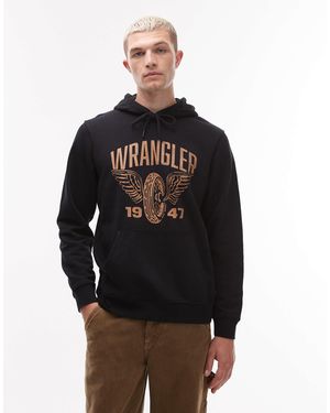 Wrangler Collegiate Centre Chest Print Hoodie - Black
