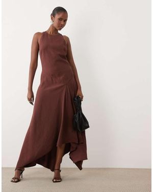 ASOS Sleeveless Racer Hanky Hem Maxi Dress - Brown