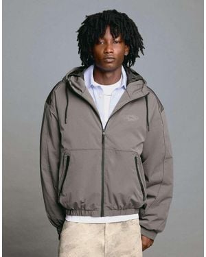 Bershka Technical Hooded Jacket - Grey