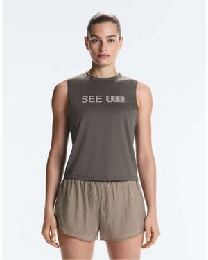 Oysho Technical Sleeveless T-shirt With Text - Grey
