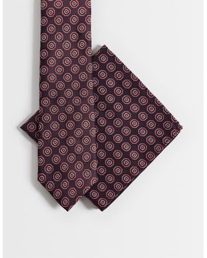 ASOS Vintage Geometric Pattern Tie And Pocket Square - Purple
