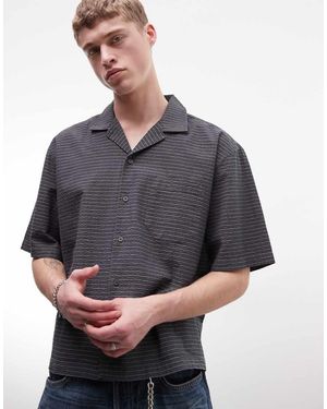 Weekday Oversized Geruit Overhemd Met Korte Mouwen - Grijs