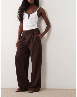 Vila Pantalones De Pernera Ancha Con Pinzas En Marrón Chocolate - Multicolor