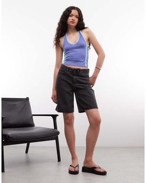 Noisy May High Waist Longline Loose Short - Blue