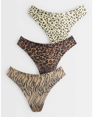 ASOS Confezione Da 3 Perizomi Senza Vpl Con Stampa Animalier - Neutro