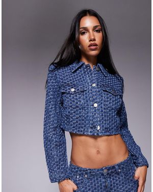 Liquor N Poker Cropped Denim Jacket Co-ord - Blue