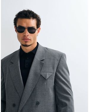 ASOS Double Breasted Square Shoulder Relaxed Suit Jacket - Black