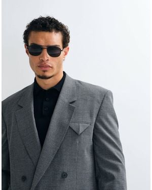 ASOS Double Breasted Square Shoulder Relaxed Suit Jacket - Black