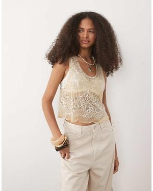 Miss Selfridge Premium Embellished Cami Top - Brown