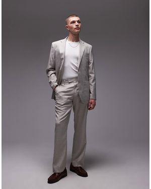 TOPMAN Straight Suit Pants - Gray