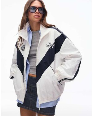 Bershka Embroidered Technical Jacket - Blue