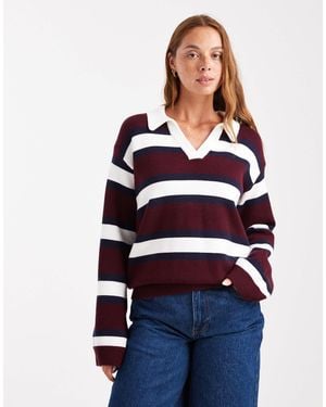4th & Reckless Knitted Collared Rugby Sweater - Blue
