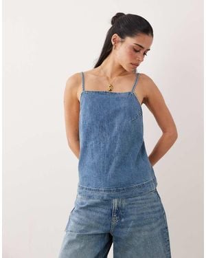 Abercrombie & Fitch Tie-back Denim Cami Top - Blue