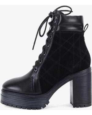 OFF THE HOOK 'Hale' Rona High- Block Heel Lace-Up Leather Boots - Black
