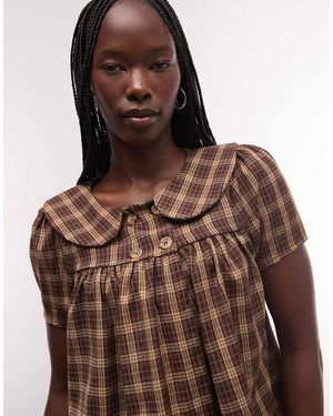 Reclaimed Vintage Peter Pan Collar Blouse - Brown