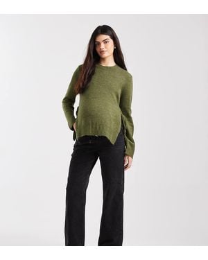 Mama.licious Mamalicious Maternity Under The Bump Adjustable Waist Wide Leg Jeans - Green