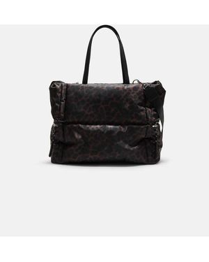 Stradivarius Leopard Print Fabric Tote Bag With Zip - Black