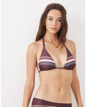 ASOS Fuller bust skylar triangel-bikinioberteil mit hohem apex und platziertem streifenmuster - Braun
