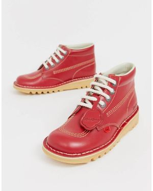 Kickers Leather Kick Hi Boots - Red