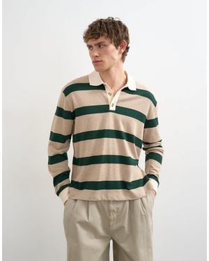 TOPMAN Relaxed Cropped Long Sleeve Rugby Polo - Green