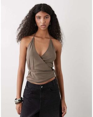 Weekday Halter Wrap Top - Black