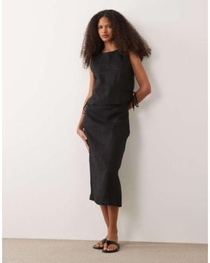 Mango Fred 100% Linen Midi Skirt Co-Ord - Natural