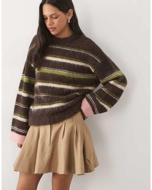 Object Brushed Fluffy Knit Jumper - Brown